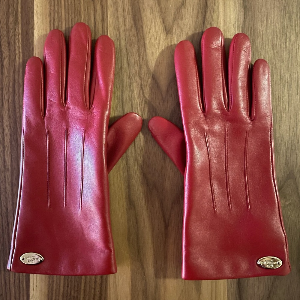 Coach Sheep Leather Gloves with Merino Wool Lining (Red)